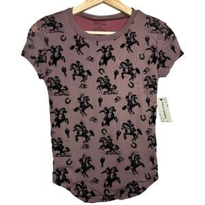 Western Cowboy Horse Women’s Top Small Rodeo V Neck NWT
